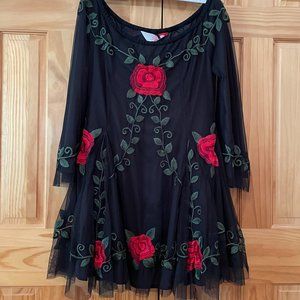 Fabulous Roja red rose tunic party dress